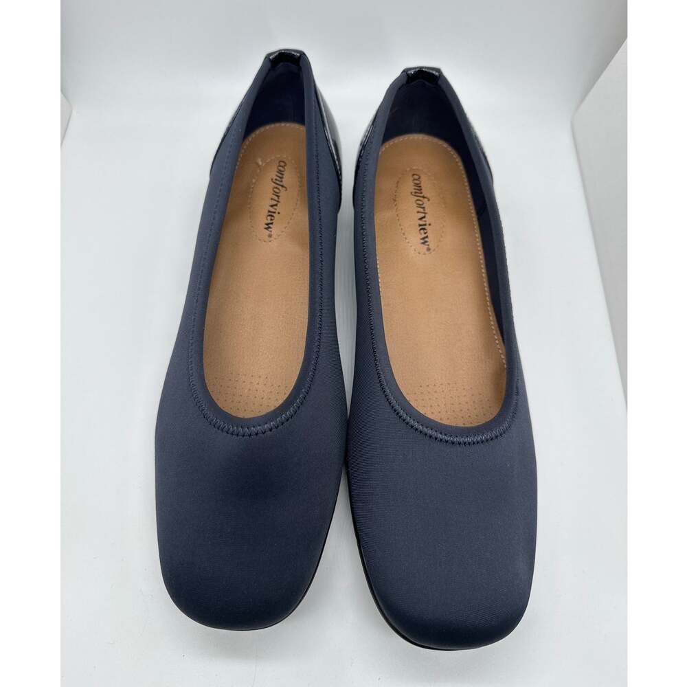 Comfortview The Lyra Slip On Ballet Flats Shoes Navy Blue 11 WW Extra Wide